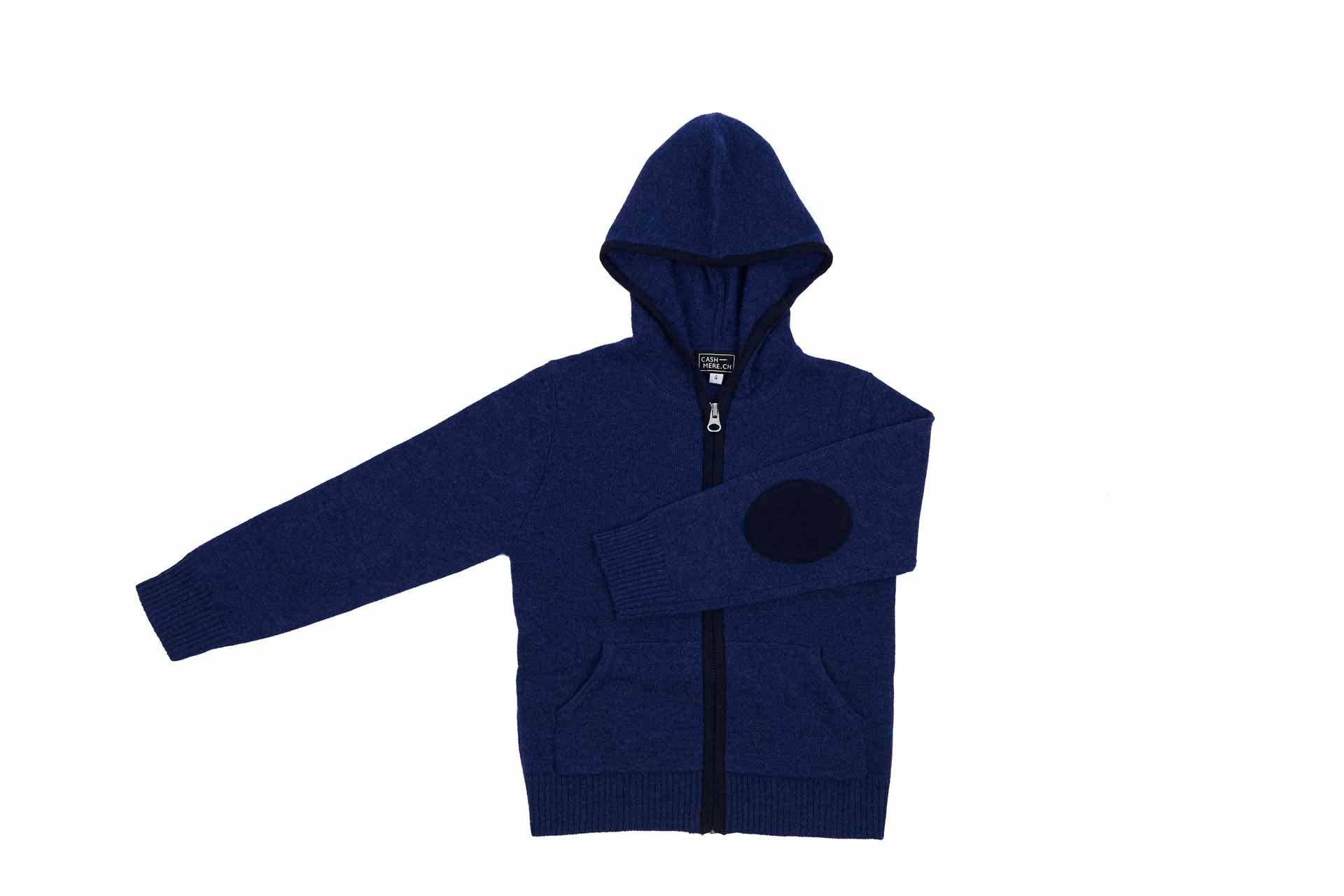 Kinder Kaschmir Hoodie Unisex Blau 7-8A von CASH-MERE.CH