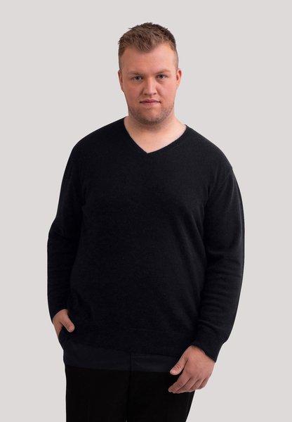 Kaschmir V-ausschnitt Pullover Herren Charcoal Black 3XL von CASH-MERE.CH