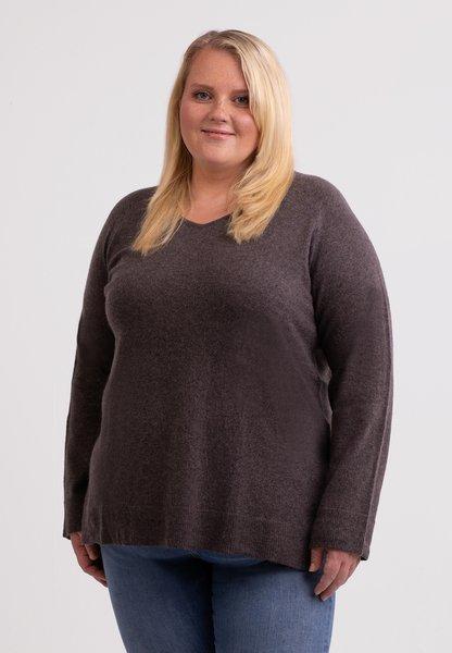 Pullover Mit Seitenschlitzen Damen Beige 3XL von CASH-MERE.CH