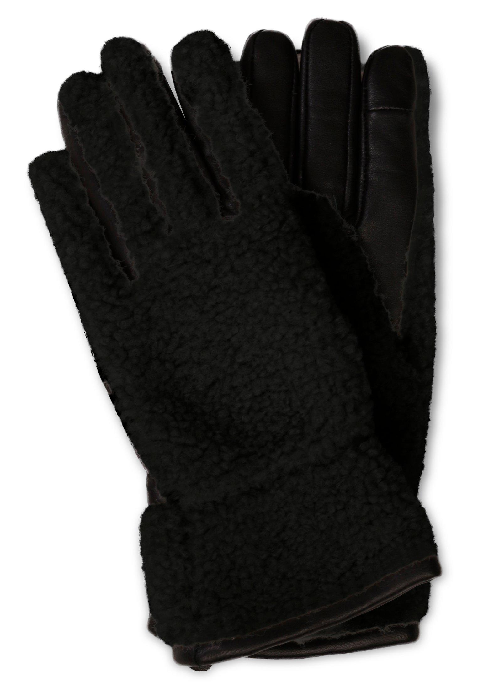 Unisex Retro-fleece-handschuhe Mit Kaschmirfutter Damen Schwarz L von CASH-MERE.CH