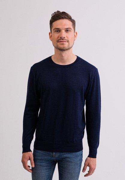 Kaschmir Rundhals Pullover Herren Marine L von CASH-MERE.CH