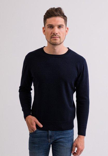 Kaschmir Rundhals Pullover Herren Marine L von CASH-MERE.CH