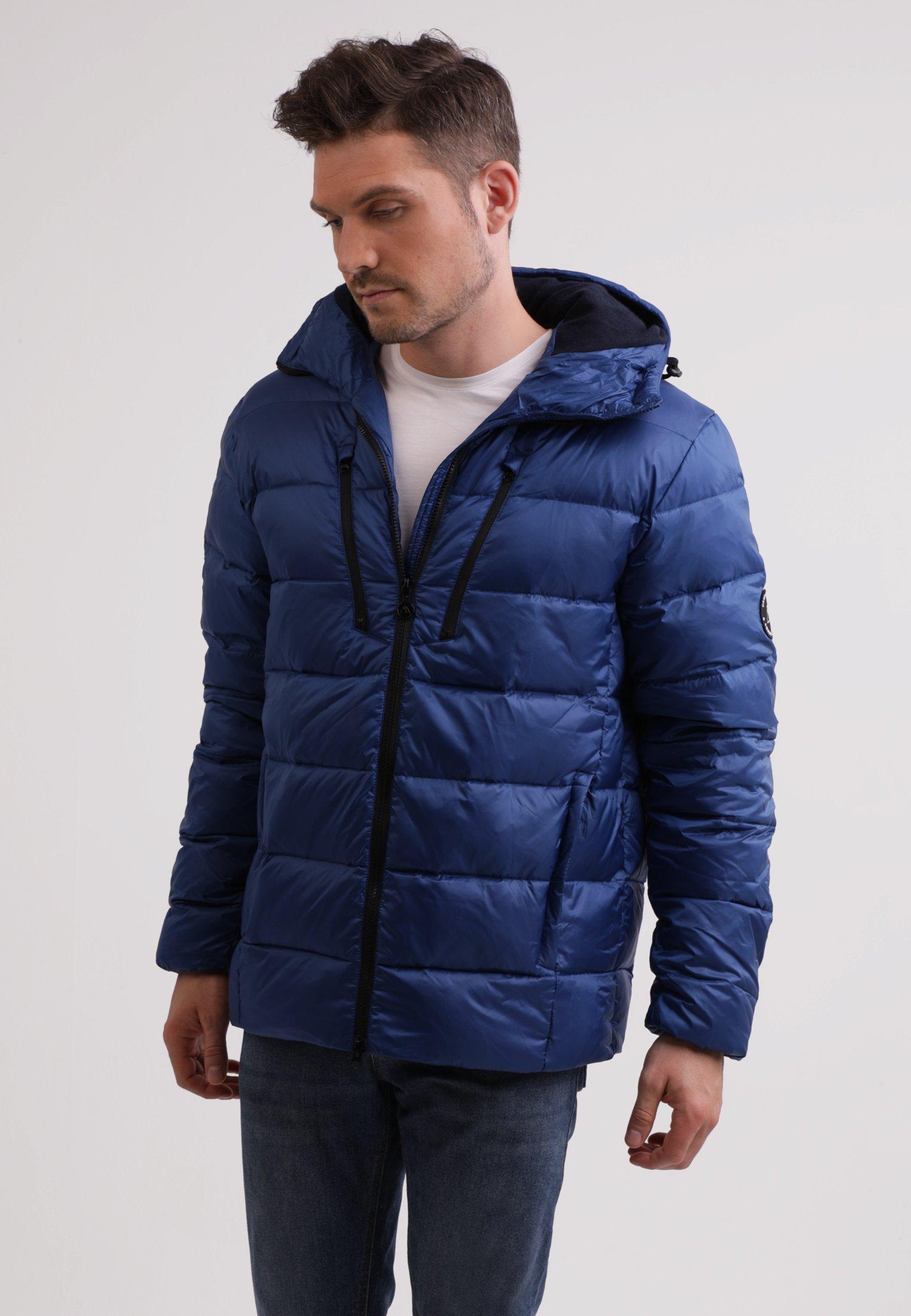 Daunenjacke Extreme Mit Kapuze Und Kaschmirfutter Herren Blau M von CASH-MERE.CH