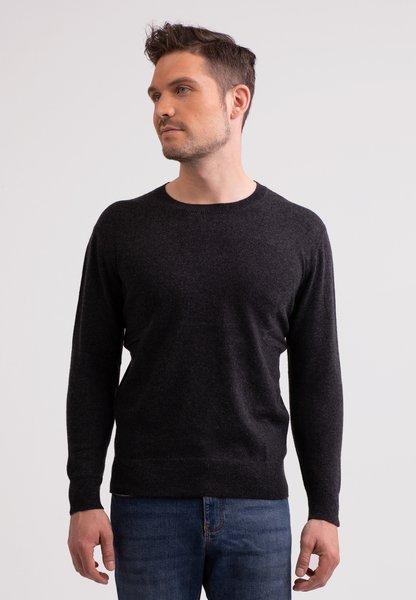 Kaschmir Rundhals Pullover Herren Schwarz Leicht S von CASH-MERE.CH