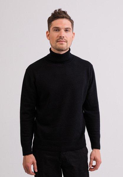 Kaschmir Rollkragen Pullover Herren Schwarz S von CASH-MERE.CH