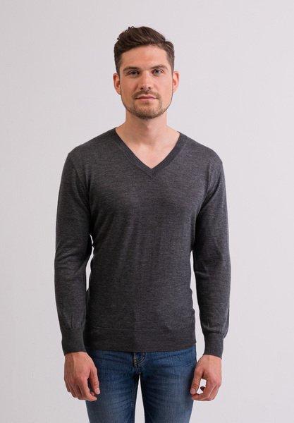 Kaschmir V-ausschnitt Pullover Herren Taubengrau XL von CASH-MERE.CH