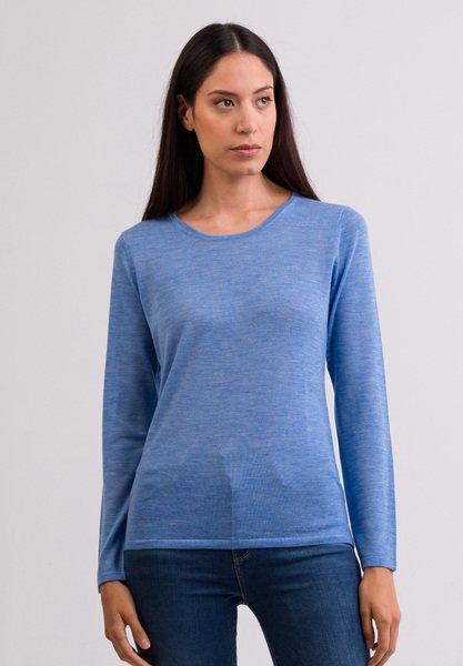 Kaschmir Rundhals Pullover Damen Hellblau XL von CASH-MERE.CH