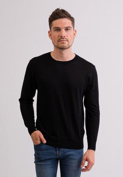 Kaschmir Rundhals Pullover Herren Schwarz XL von CASH-MERE.CH