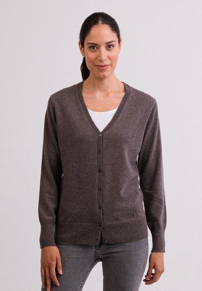 Kaschmir Cardigan V-ausschnitt Damen Beige XS