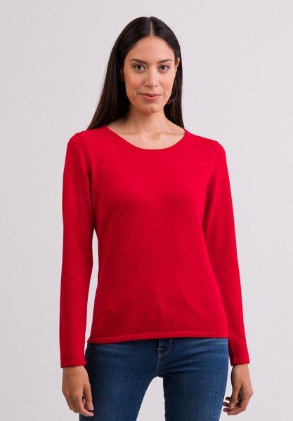 Kaschmir Rundhals Pullover Damen Rot Bunt XS von CASH-MERE.CH