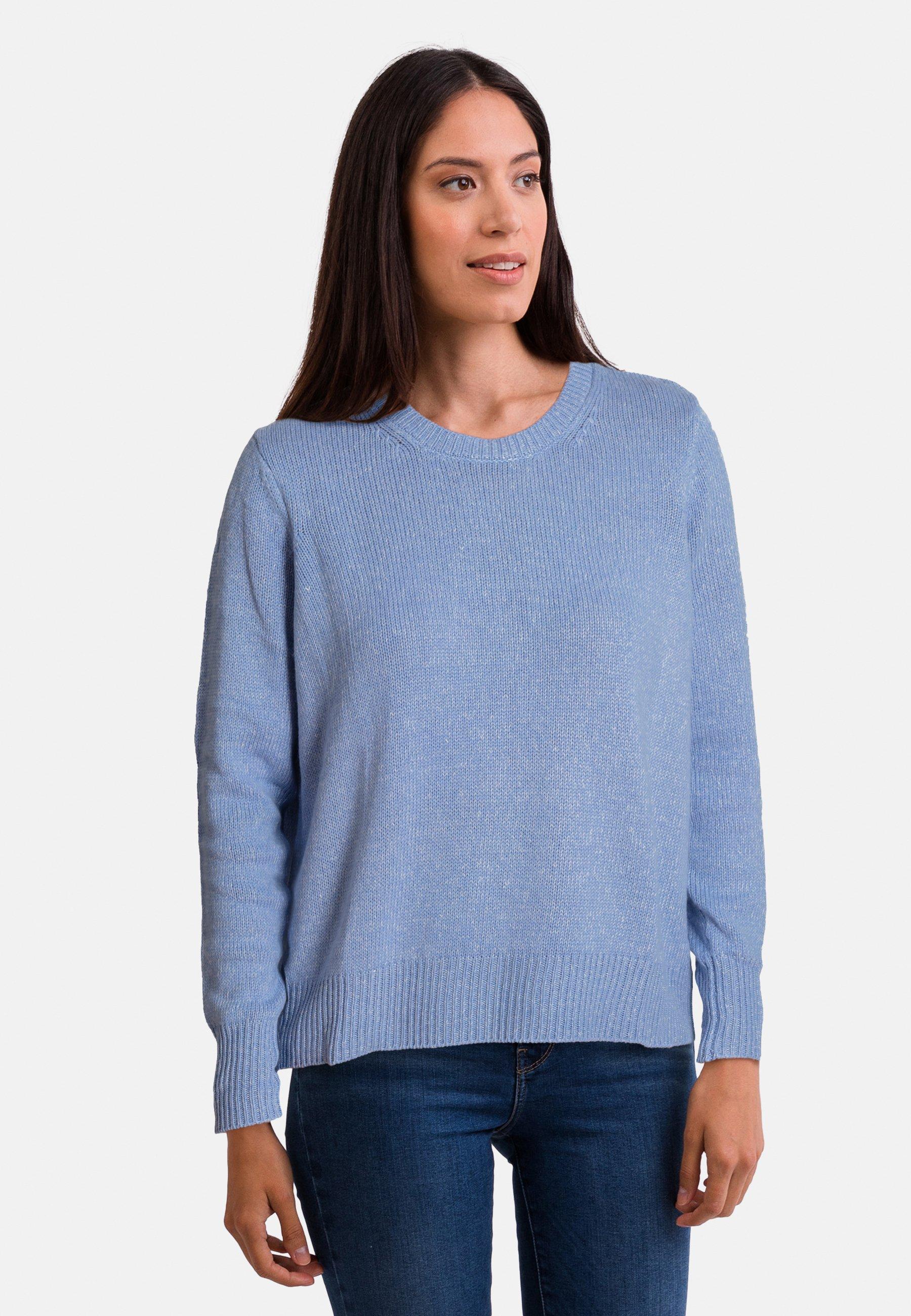 Seide Kaschmir Oversize Style Rundhals Pullover Damen Hellblau S von CASH-MERE.CH