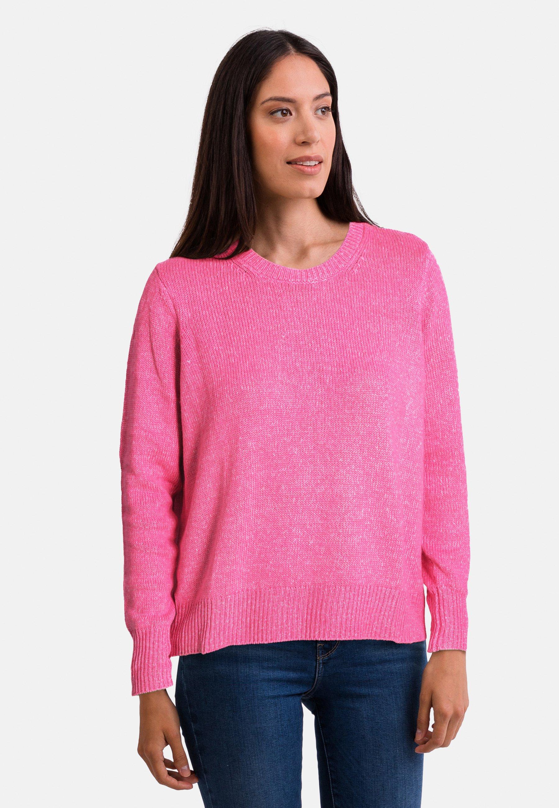 Seide Kaschmir Oversize Style Rundhals Pullover Damen Pink S von CASH-MERE.CH