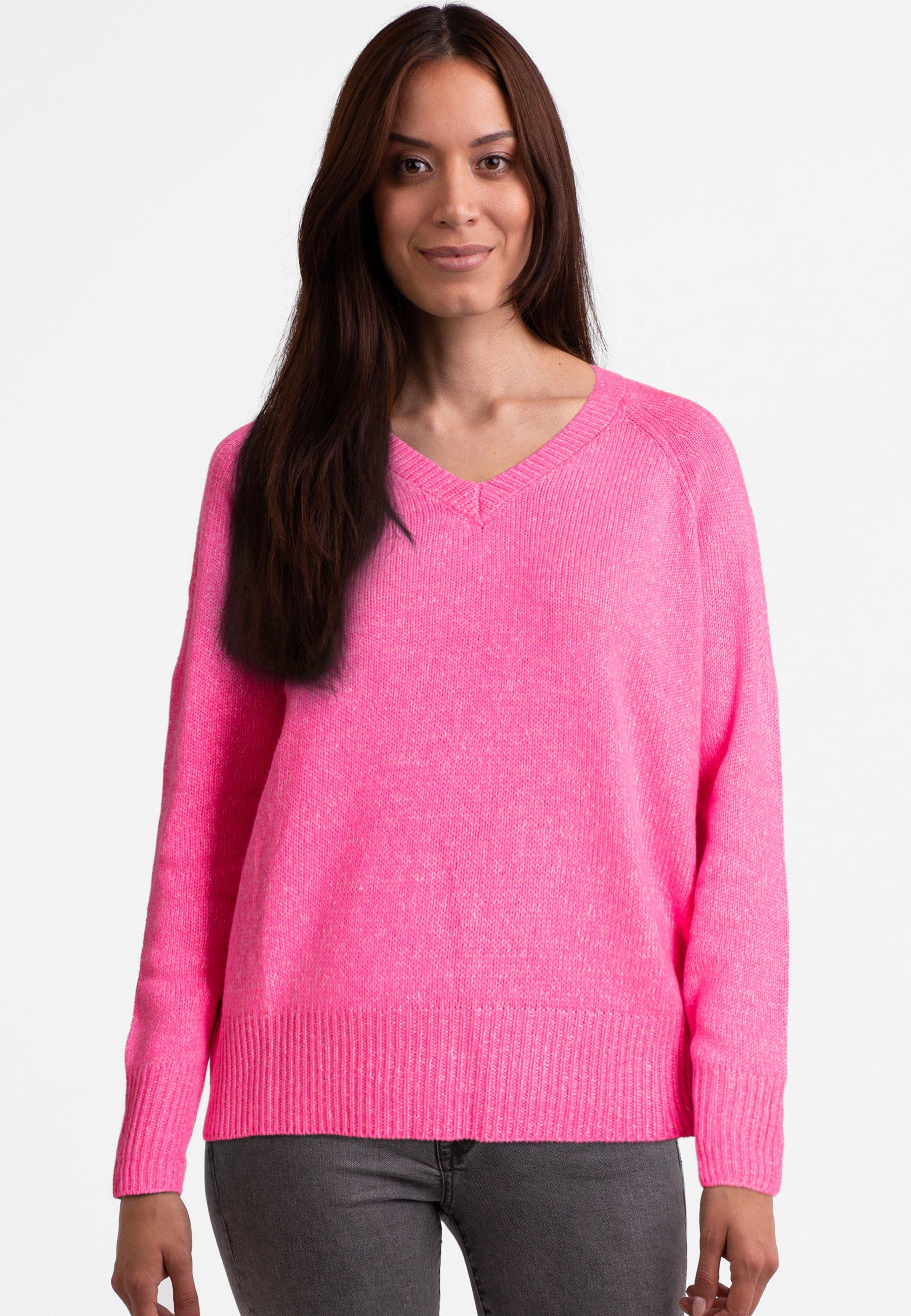 Seide Kaschmir Oversize Style V-ausschnitt Pullover Damen Pink M von CASH-MERE.CH