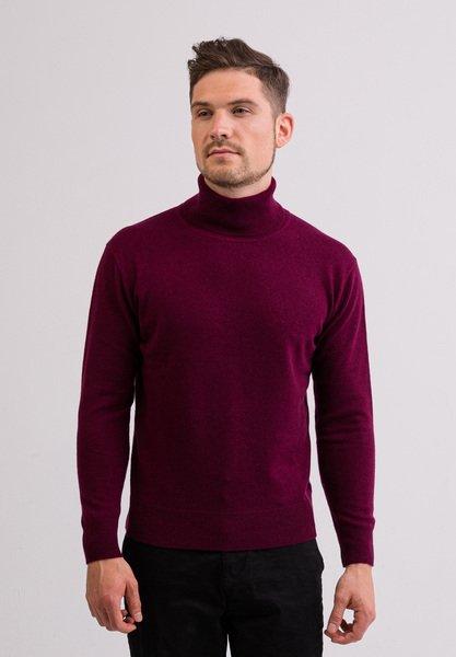 Kaschmir Rollkragen Pullover Herren Fuchsia S von CASH-MERE.CH