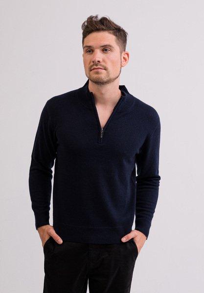 Kaschmir Stehkragen Pullover Herren Blau XL von CASH-MERE.CH