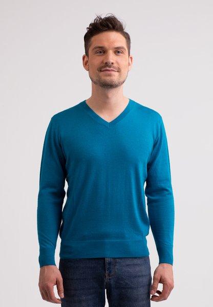 Kaschmir V-ausschnitt Pullover Herren Blau XXL von CASH-MERE.CH