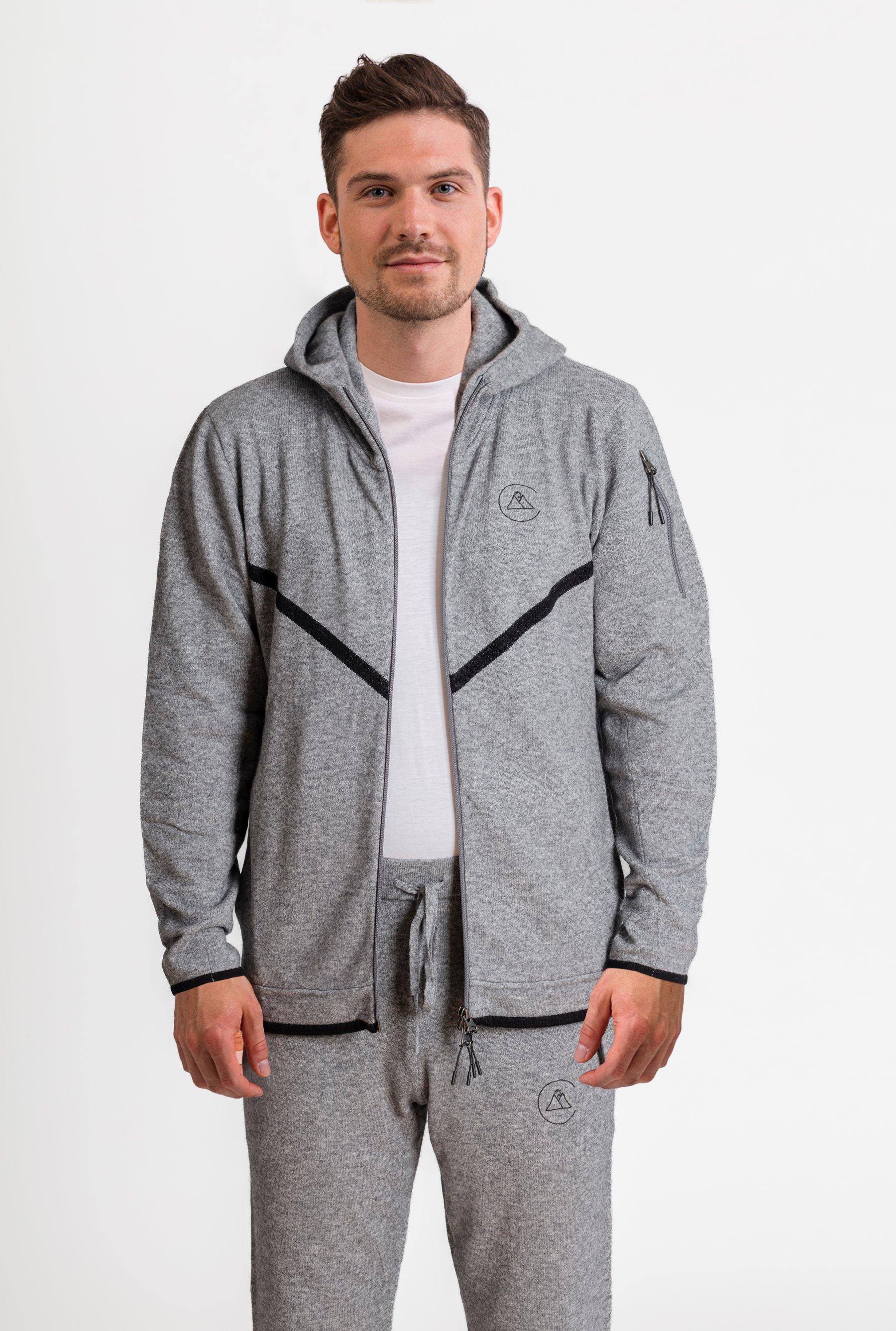 Unisex Wolle Kaschmir Trainerjacke Herren Grau L von CASH-MERE.CH