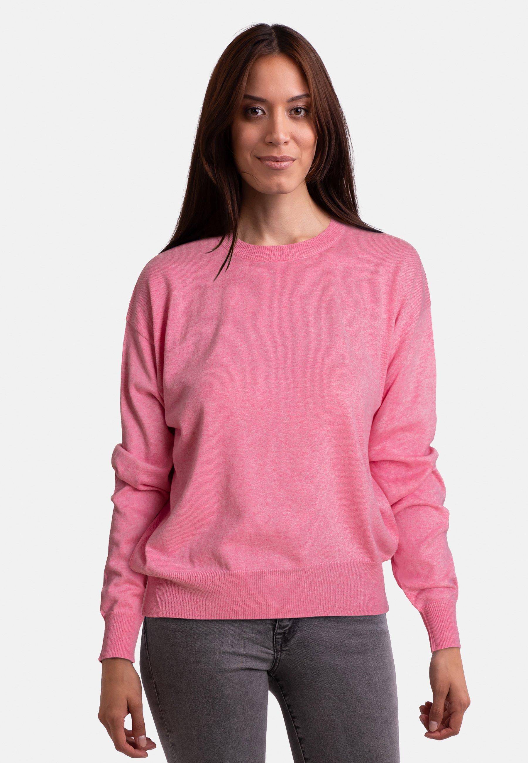 Wolle Kaschmir Oversize Style Rundhals Pullover Damen Pink M von CASH-MERE.CH
