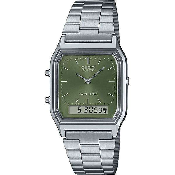 CASIO Digi-Analog Retro, GMT, Quartzuhr, oliv CASIO Digi-Analog Retro, GMT, Quartzuhr, oliv von CASIO