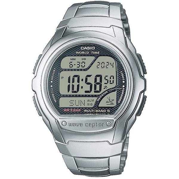 CASIO Digital Funkuhr, LCD Wave Ceptor 5, Metalllband CASIO Digital Funkuhr, LCD Wave Ceptor 5, Metalllband von CASIO