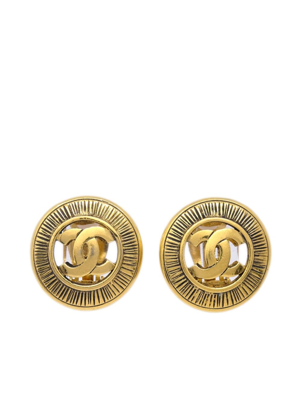 CHANEL Pre-Owned 1980-1990s CC button clip-on earrings - Gold von CHANEL Pre-Owned