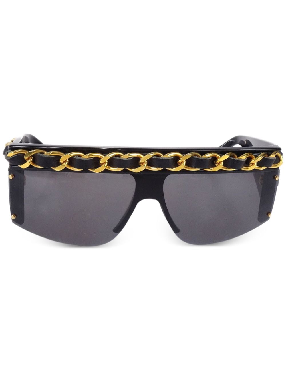 CHANEL Pre-Owned 1980s-1990s chain shield sunglasses - Black von CHANEL Pre-Owned