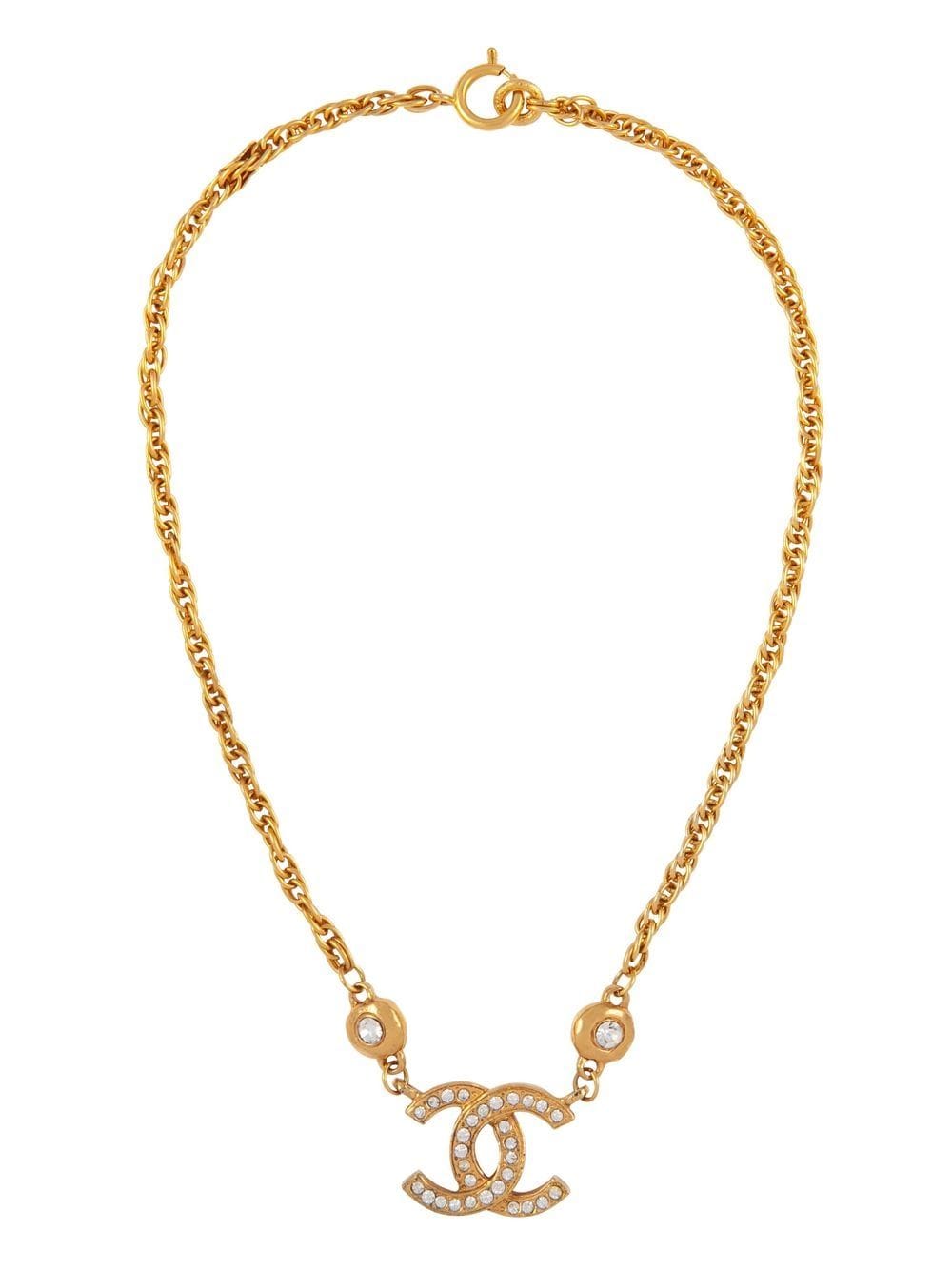 CHANEL Pre-Owned 1980s CC rhinestone-embellished chain necklace - Gold von CHANEL Pre-Owned