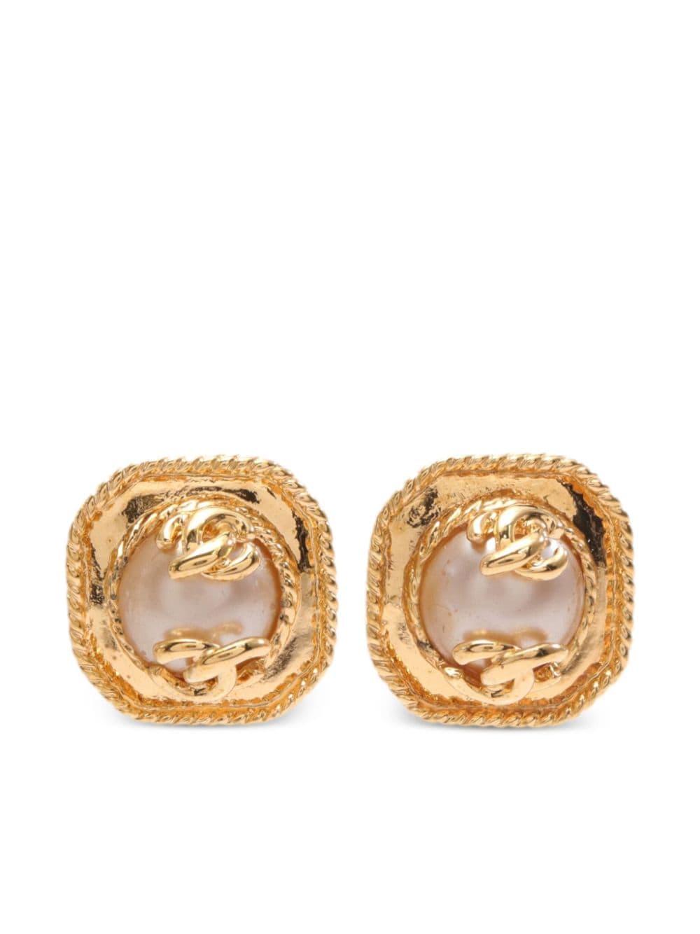 CHANEL Pre-Owned 1986-1988 CC faux-pearl clip-on earrings - Gold von CHANEL Pre-Owned