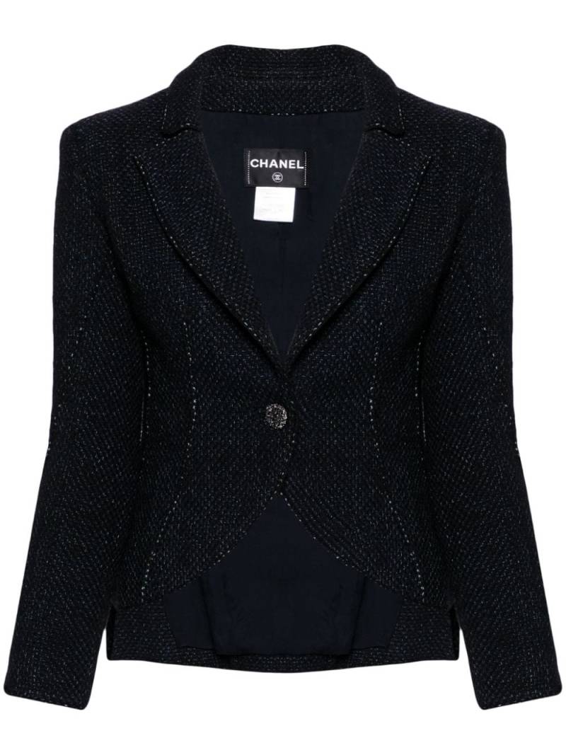CHANEL Pre-Owned 1990-2000 decorative stitching single-button tweed blazer - Blue von CHANEL Pre-Owned