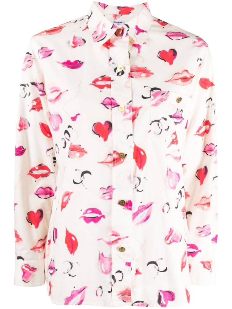 CHANEL Pre-Owned 1990-2000s lipstick-print cotton shirt - Multicolour von CHANEL Pre-Owned