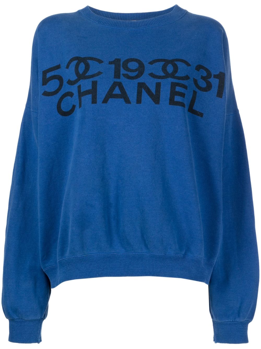 CHANEL Pre-Owned 1990-2000s logo-print wool sweatshirt - Blue von CHANEL Pre-Owned