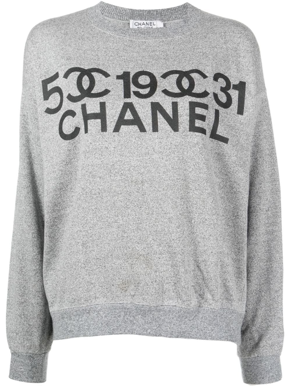 CHANEL Pre-Owned 1990-2000s logo-print wool sweatshirt - Grey von CHANEL Pre-Owned