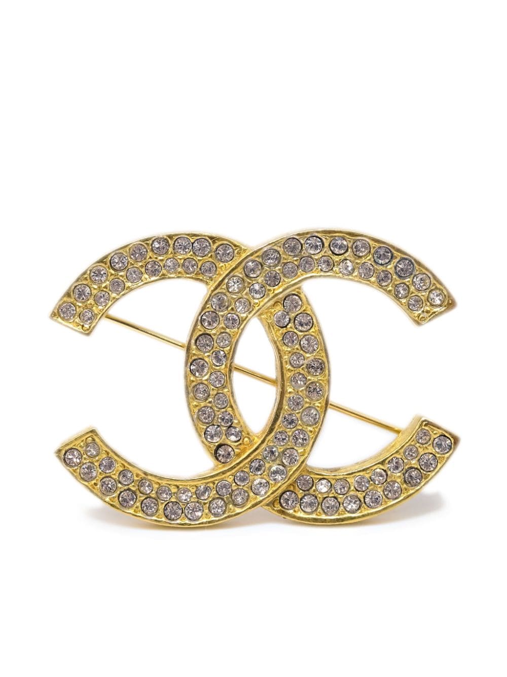 CHANEL Pre-Owned 1990-2000s rhinestone-embellished CC brooch - Gold von CHANEL Pre-Owned