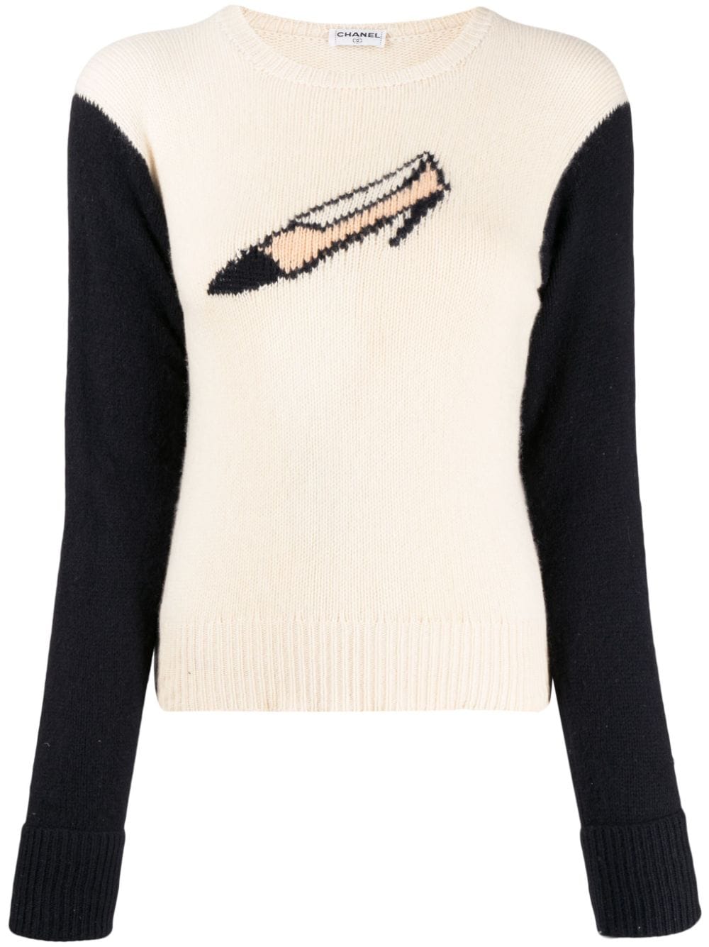 CHANEL Pre-Owned 1990-2000s shoe-motif cashmere jumper - White von CHANEL Pre-Owned
