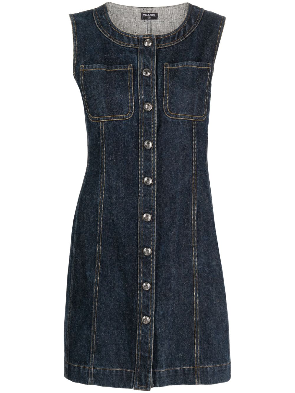 CHANEL Pre-Owned 1990-2000s sleeveless denim dress - Blue von CHANEL Pre-Owned