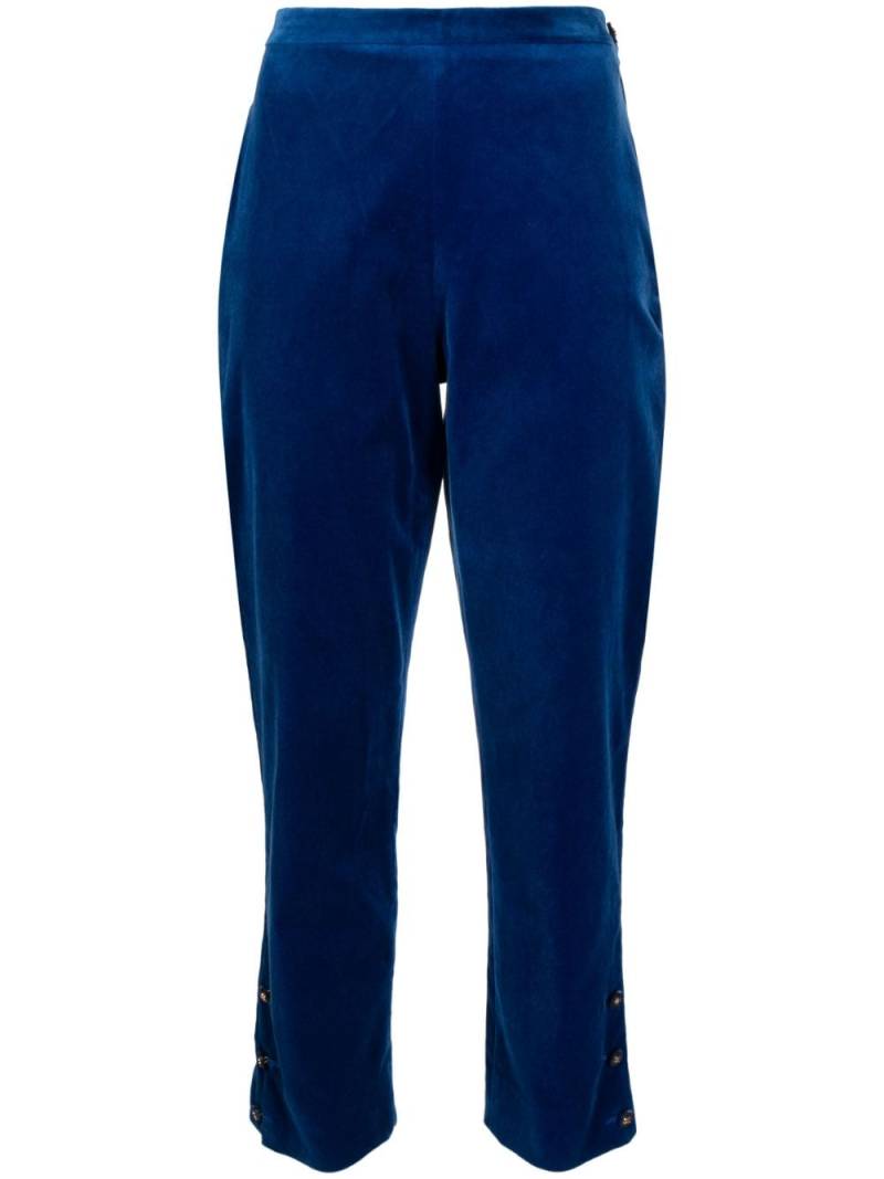 CHANEL Pre-Owned 1990-2000s straight-legged cropped velvet trousers - Blue von CHANEL Pre-Owned