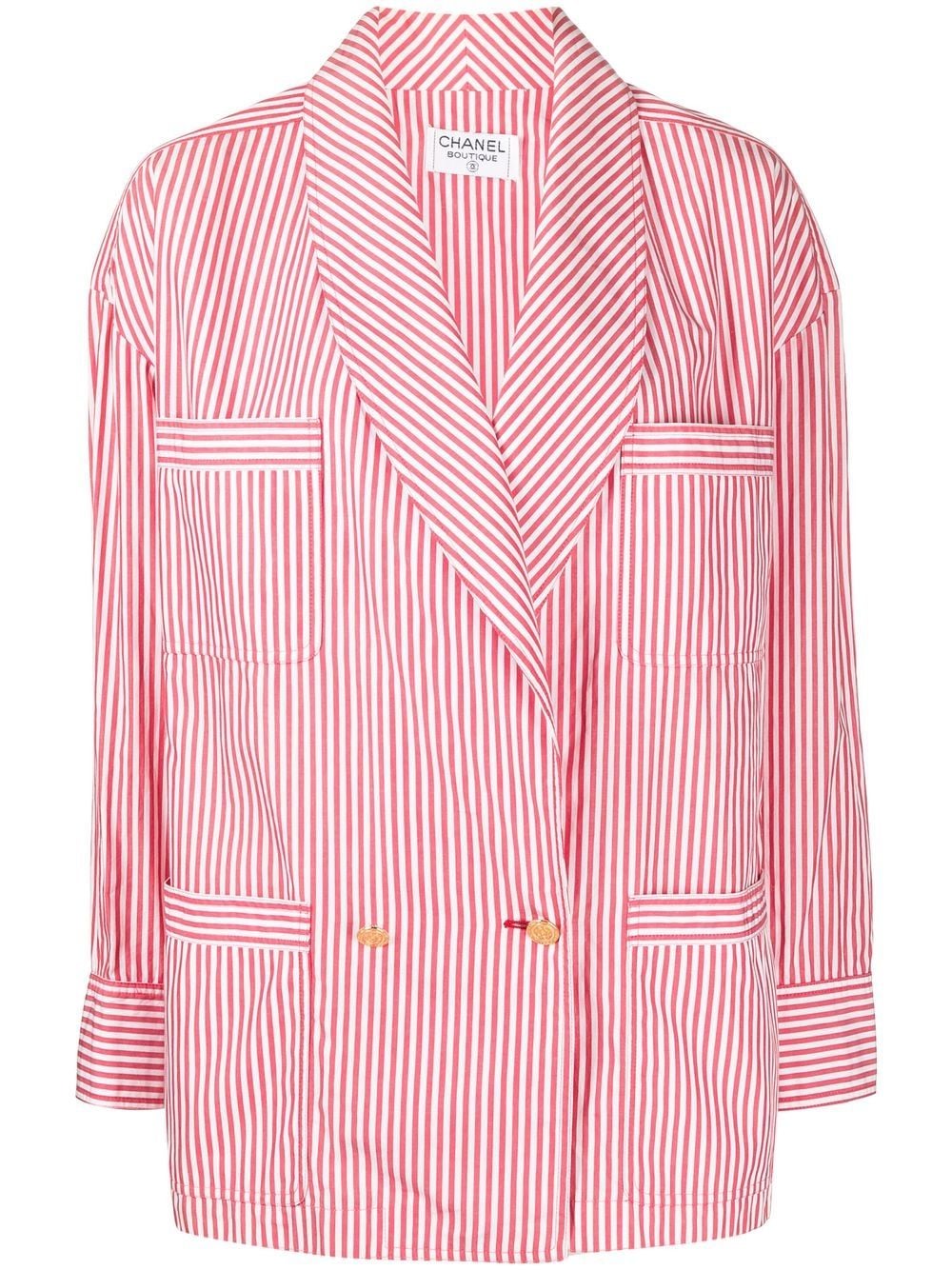 CHANEL Pre-Owned 1990-2000s striped double-breasted blazer - Red von CHANEL Pre-Owned