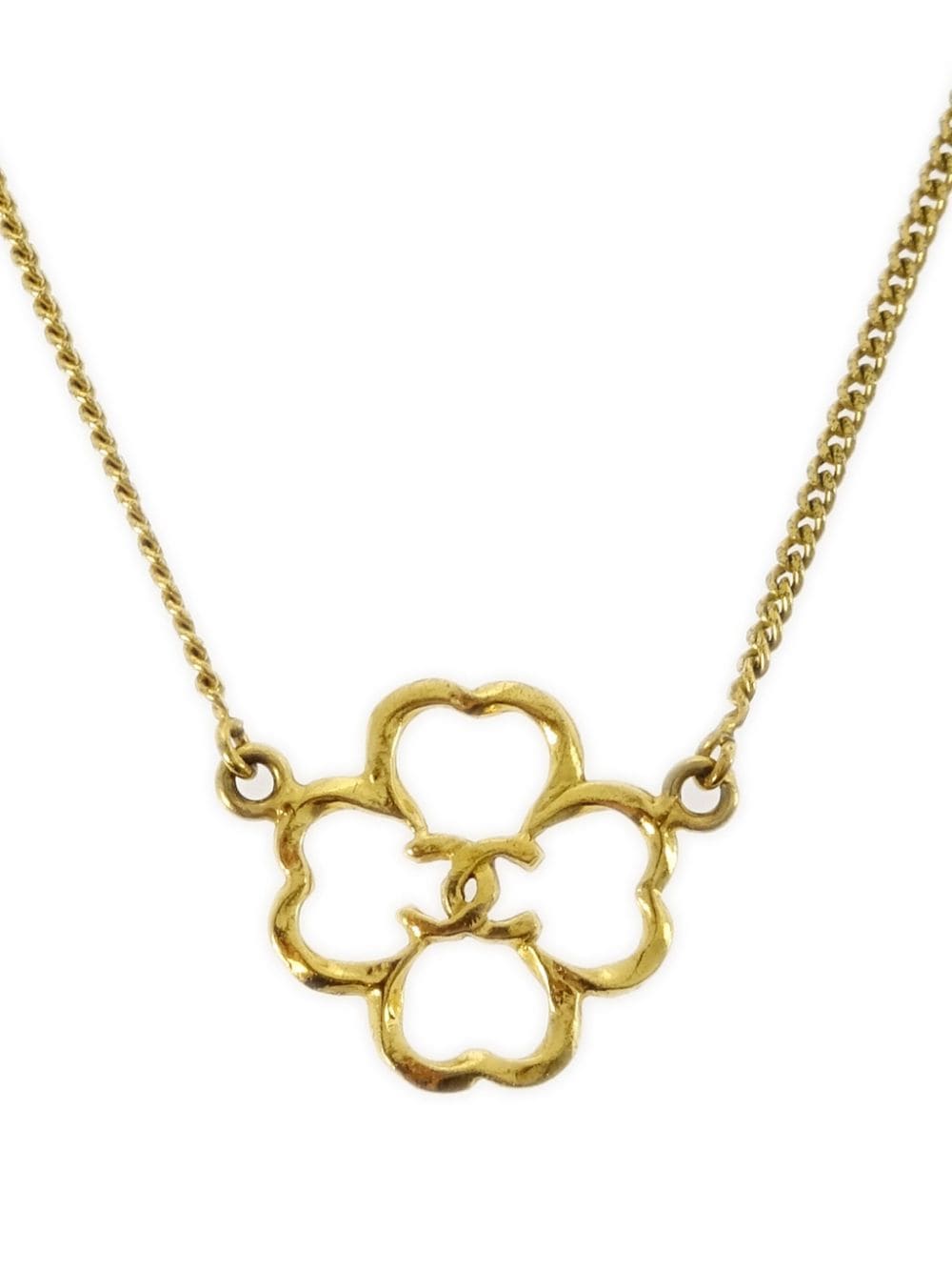 CHANEL Pre-Owned 1990-2009 clover-pendant gold-plated necklace