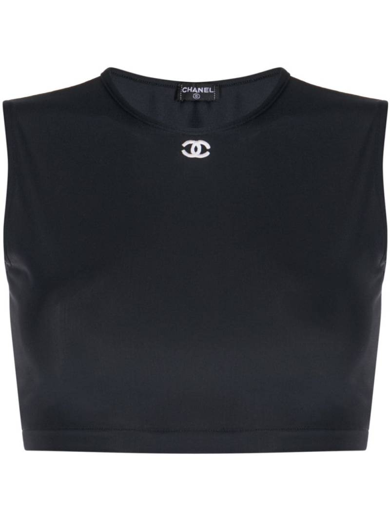 CHANEL Pre-Owned 1990s CC cropped tank top - Black von CHANEL Pre-Owned
