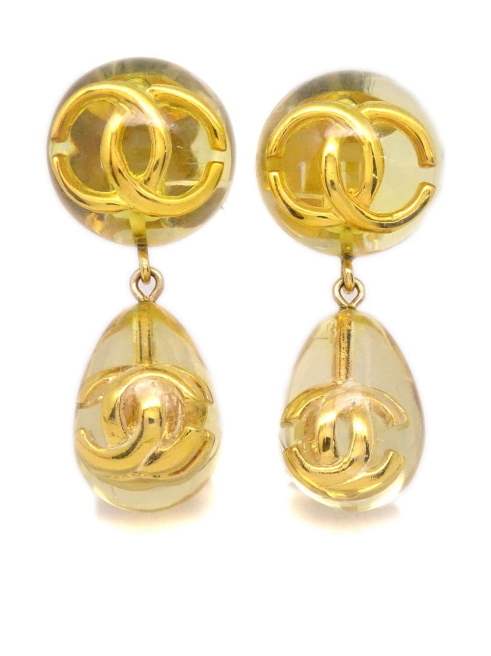 CHANEL Pre-Owned 1990s CC dangle clip-on earrings - Gold von CHANEL Pre-Owned