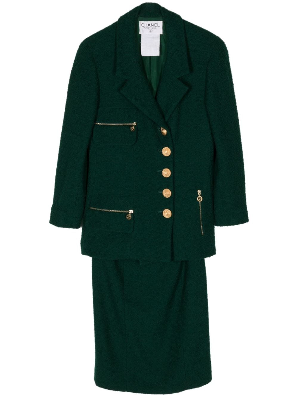CHANEL Pre-Owned 1990s CC wool skirt suit - Green von CHANEL Pre-Owned