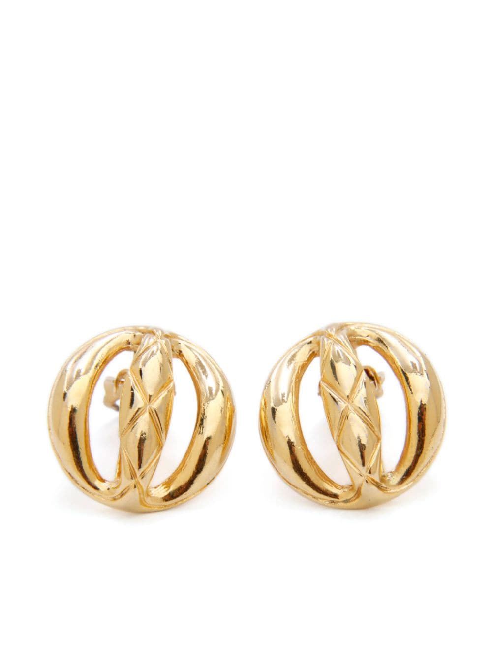 CHANEL Pre-Owned 1990s diamond-quilted cut-out clip-on earrings - Gold von CHANEL Pre-Owned