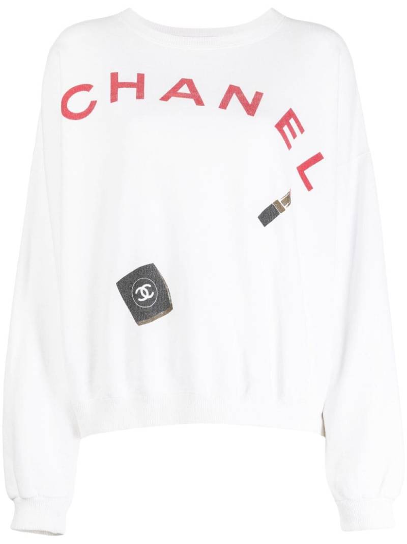 CHANEL Pre-Owned 1990s logo-print cotton sweatshirt - White von CHANEL Pre-Owned