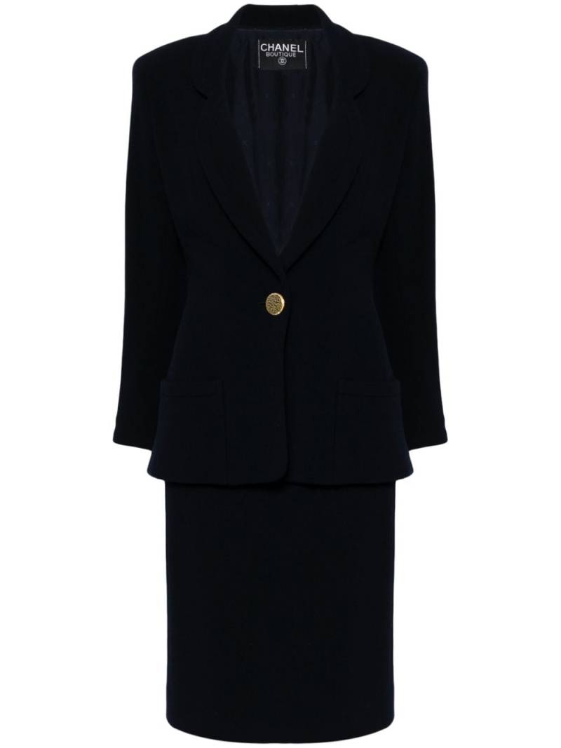 CHANEL Pre-Owned 1990s single-breasted wool skirt suit - Blue von CHANEL Pre-Owned