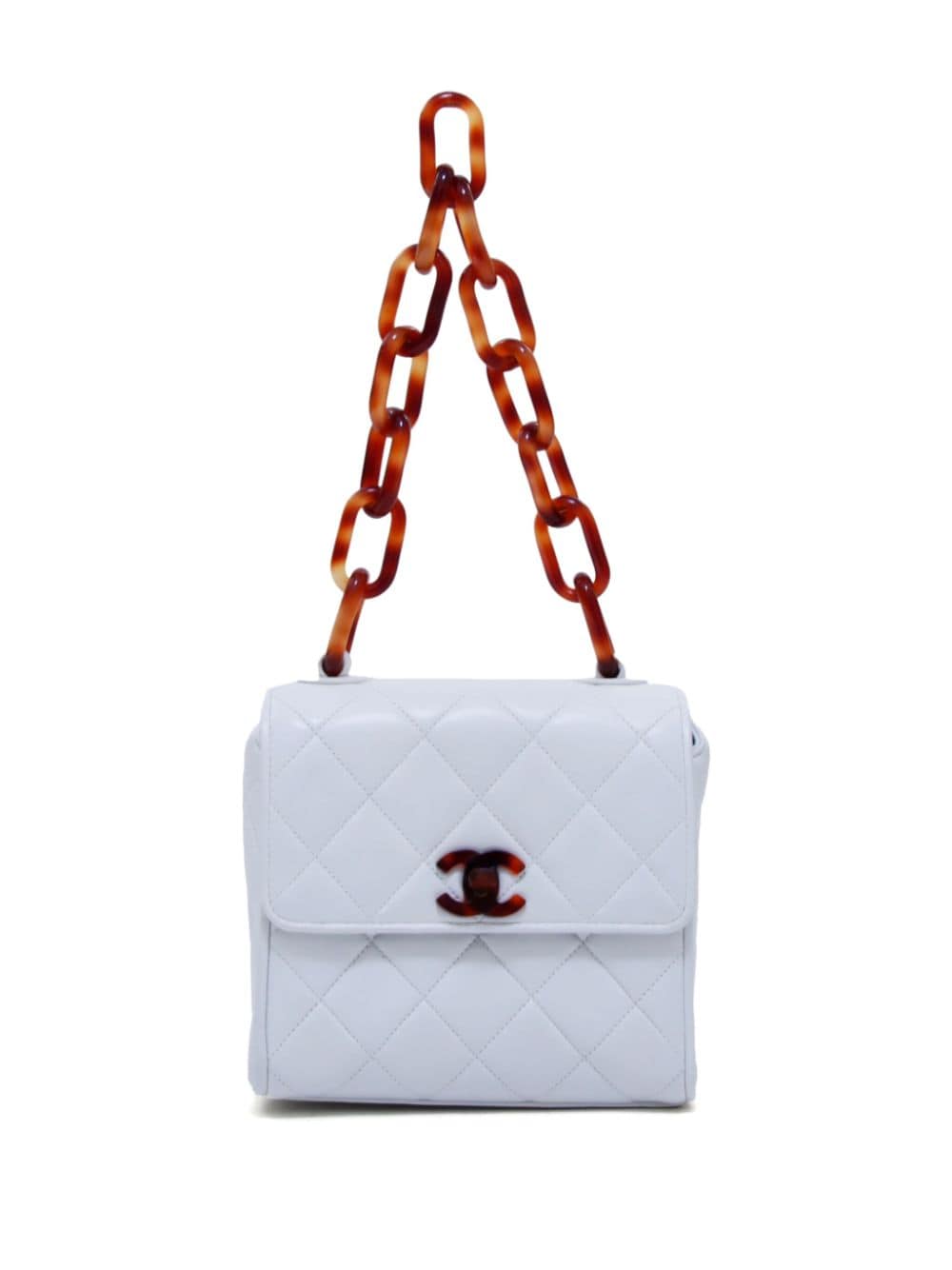 CHANEL Pre-Owned 1992 CC tortoiseshell-effect shoulder bag - White von CHANEL Pre-Owned