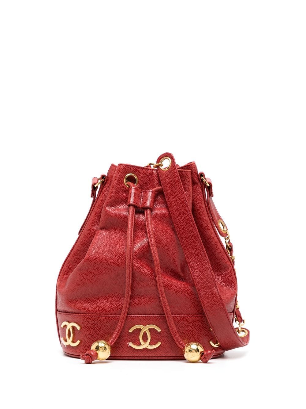 CHANEL Pre-Owned 1992 Triple CC drawstring bucket bag - Red von CHANEL Pre-Owned