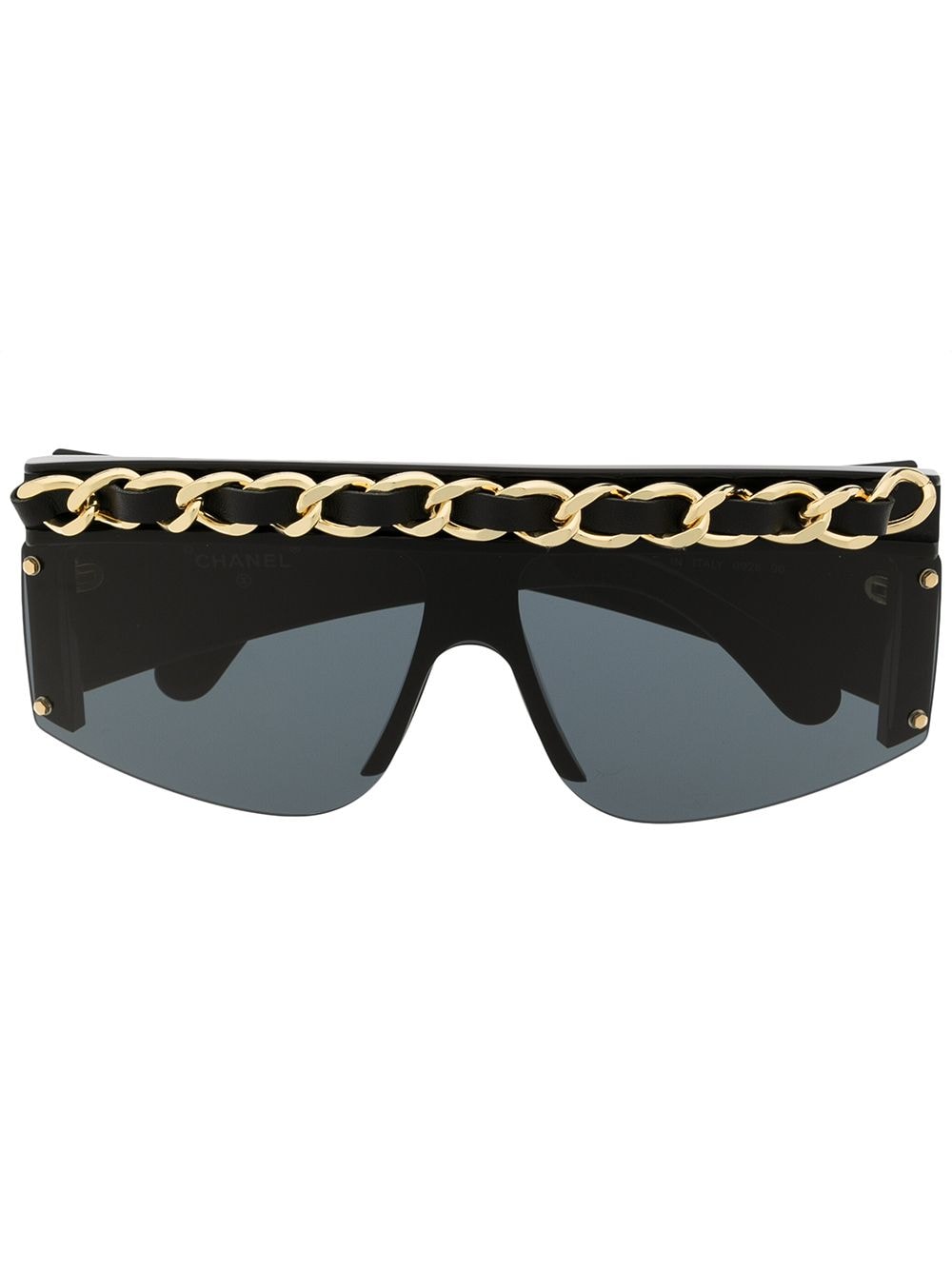 CHANEL Pre-Owned 1992 chain-link wraparound-frame sunglasses - Black von CHANEL Pre-Owned