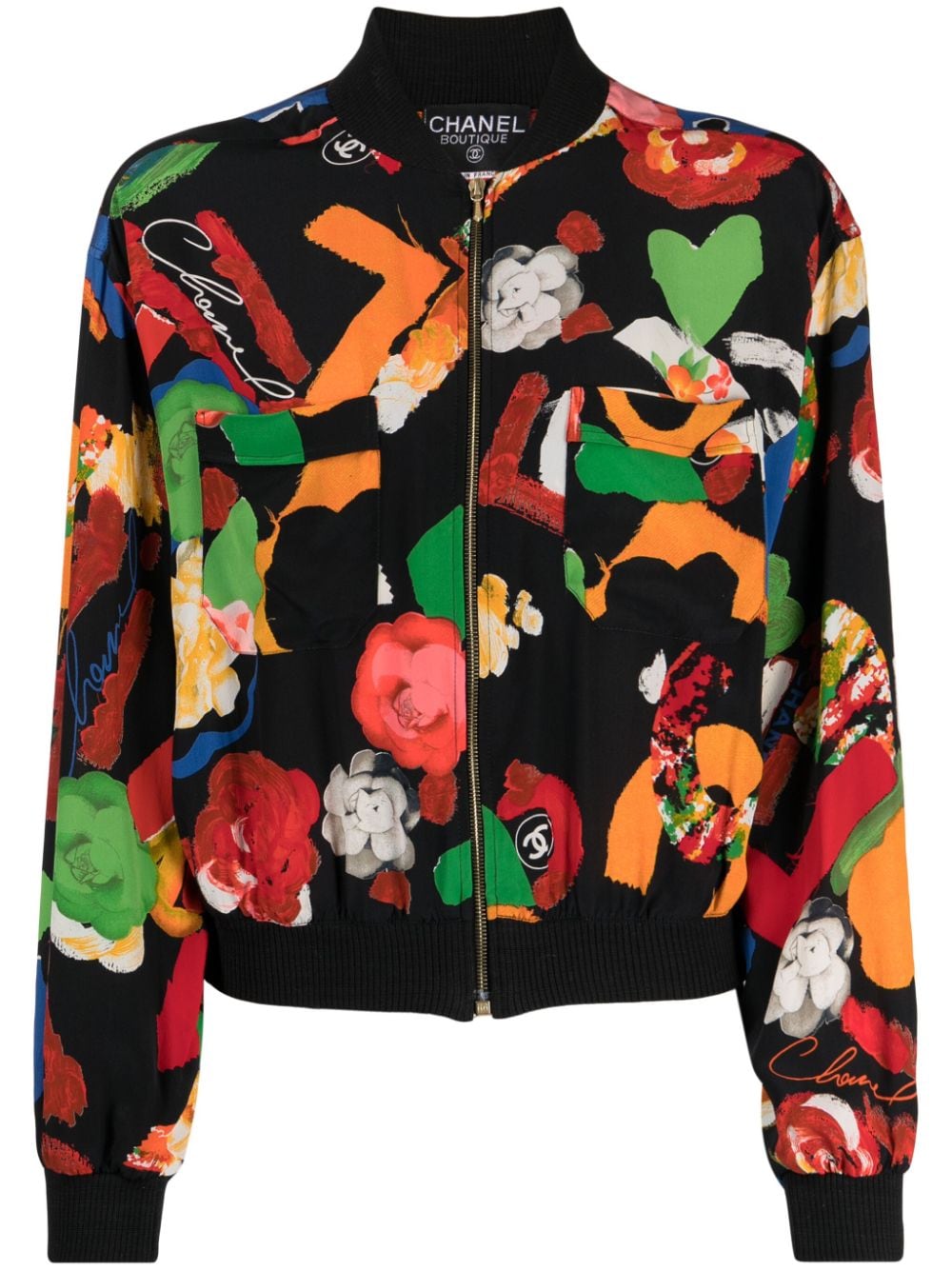CHANEL Pre-Owned 1992 floral-print silk bomber jacket - Multicolour von CHANEL Pre-Owned