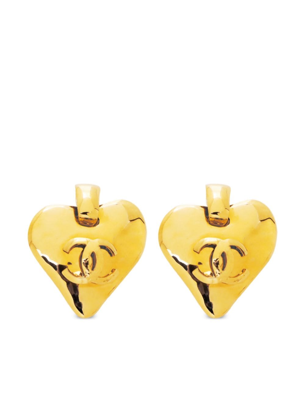CHANEL Pre-Owned 1993 CC Heart clip-on earrings - Gold von CHANEL Pre-Owned