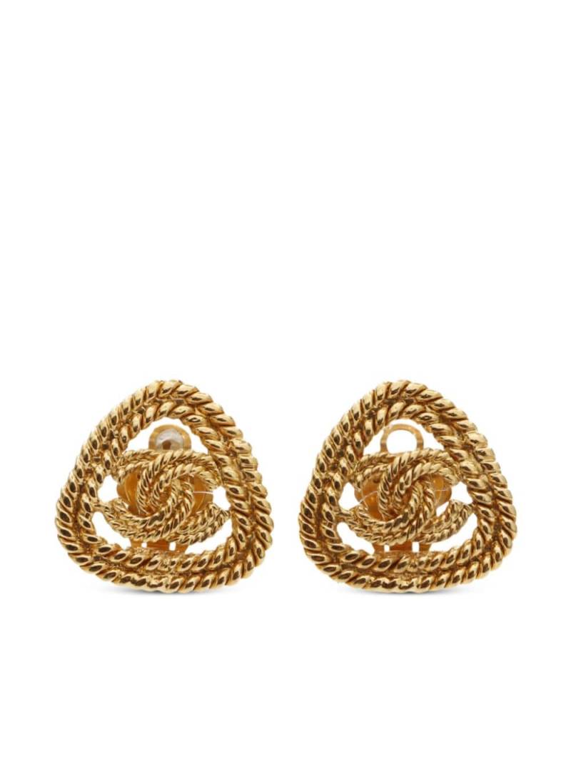 CHANEL Pre-Owned 1993 CC-logo rope design clip-on earrings - Gold von CHANEL Pre-Owned